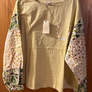 Easel Cream Top with Gold Polka Dot Pocket